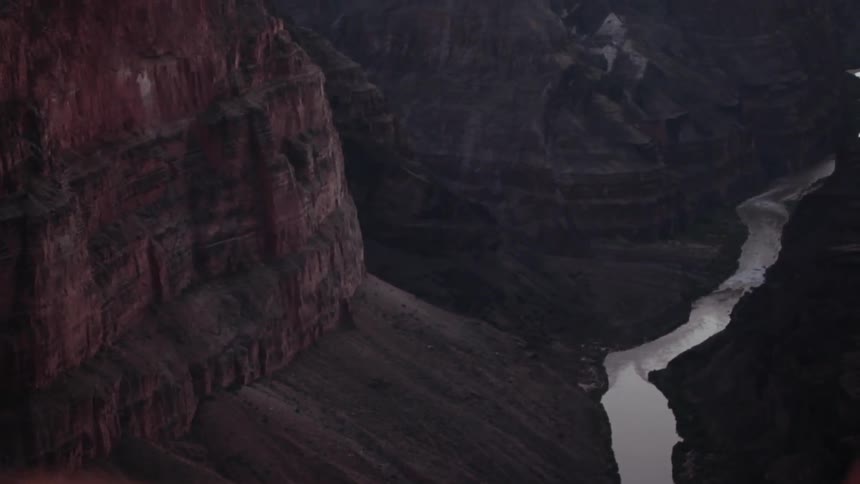 A river runs through a canyon