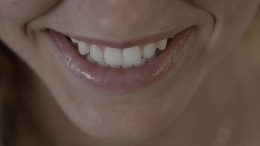 A woman is laughing