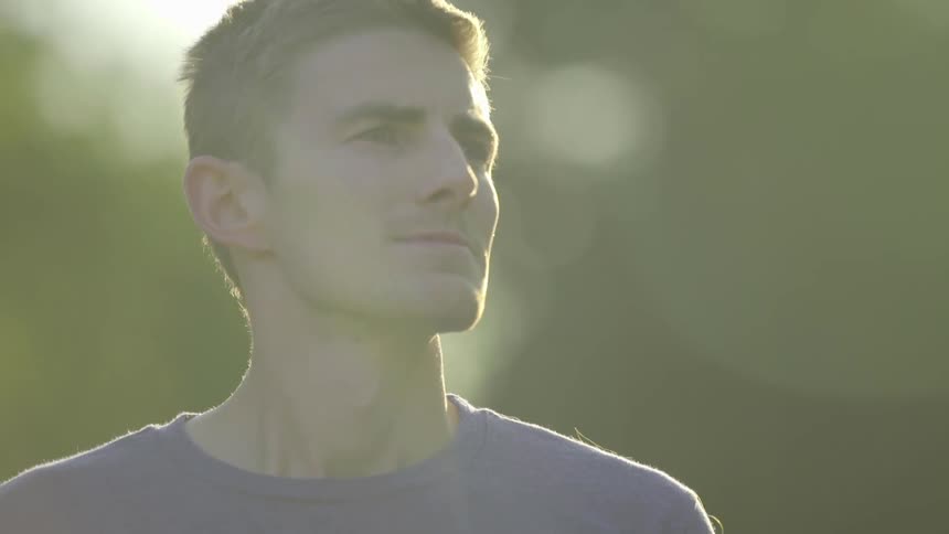 A man is happy in the sun