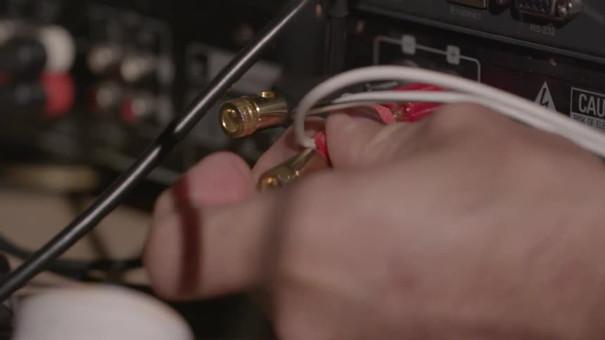 Setting up wires for audio visual work