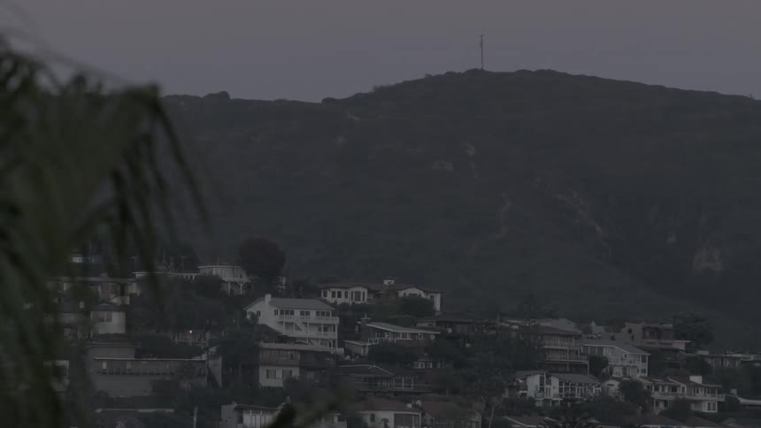 Overlooking a town at dusk