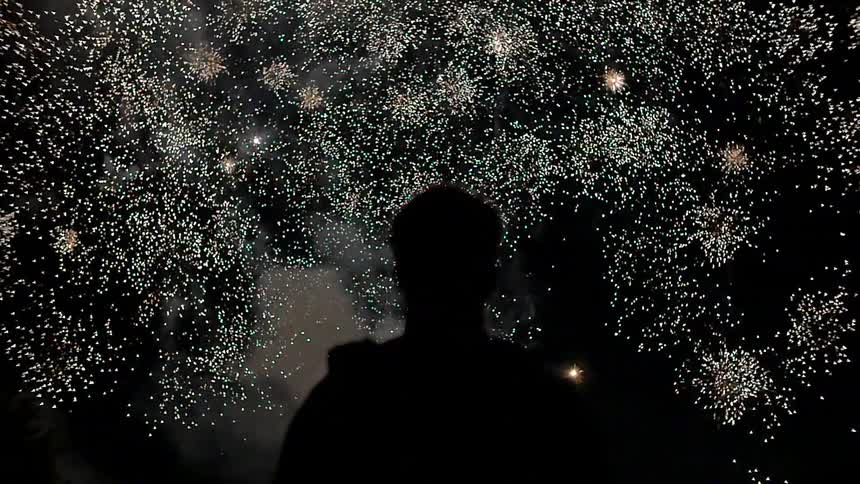 Fireworks launch during a festival