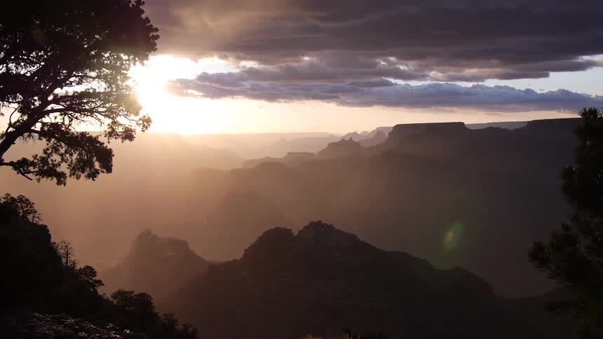 Sunset on a cloudy day in the mountains