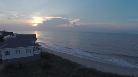 Aerial view of condos next to the beach