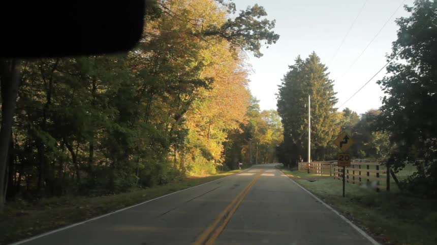 A car driving in the small town