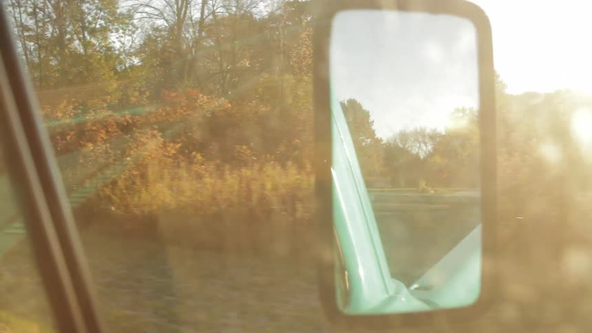 A footage of car side mirror