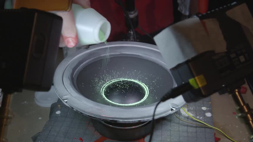 A subwoofer playing some sort of sound