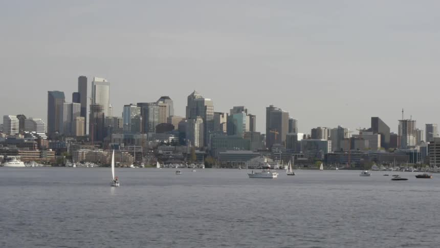 Off shore view of city skyline