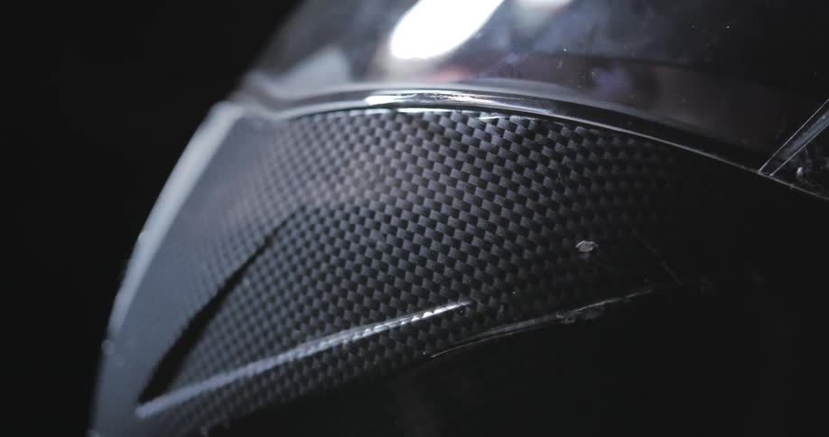 Close up of a motorcycle helmet
