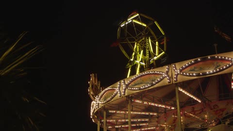 A footage of an amusement park at night