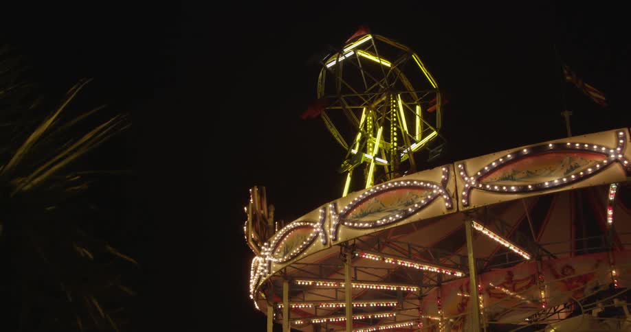 A footage of an amusement park at night