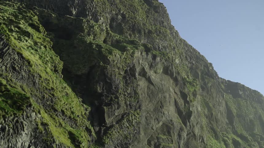 Birds flying next to the rocky cliffs of a mountain