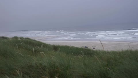 Waves wash up onto a sandy beach