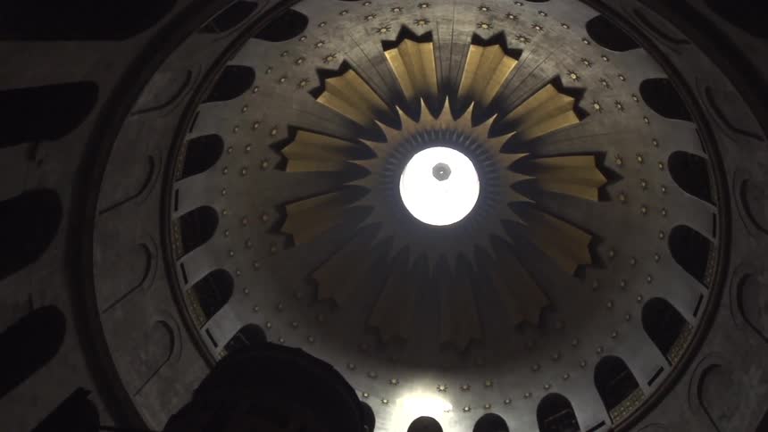 The interior view of the dome of the cathedral