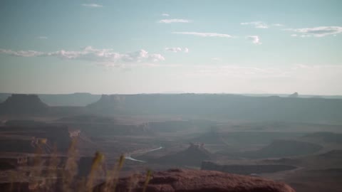The grand canyon on a hazy, partly cloudy day
