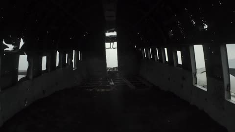 The hull of an abandoned plane