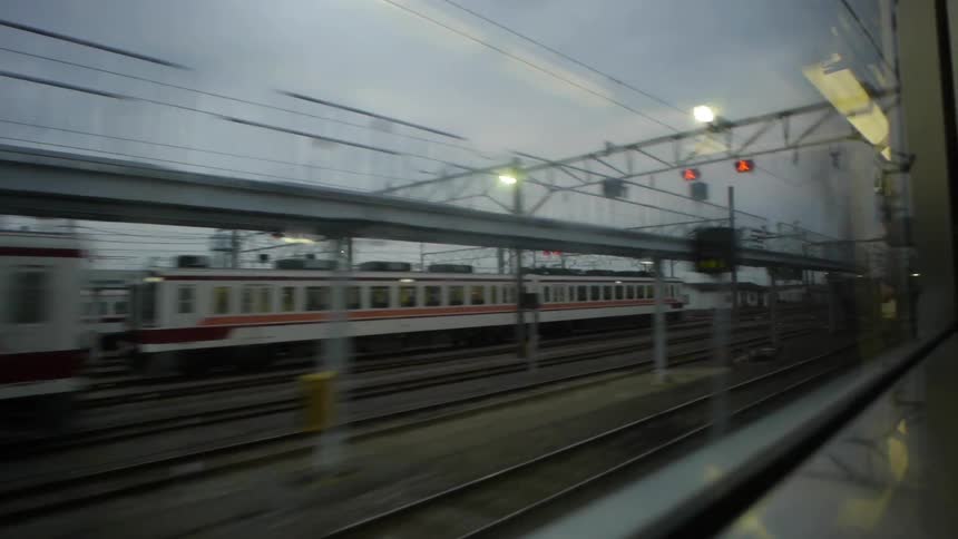 View out the window of a moving train