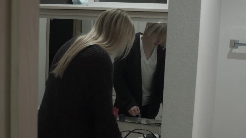 Woman shocked in the bathroom