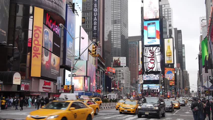 Cars driving on broadway Times Square New York City