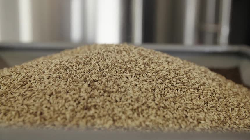 A person pouring out some grain
