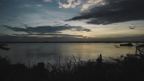 A time lapse view of a lake