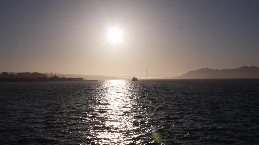 Sunlight shining out over the ocean water