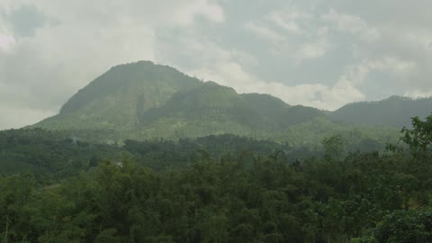 View of a mountain on a cloudy day