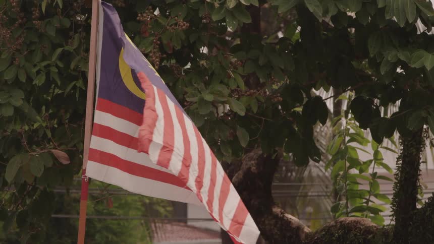 The malaysian flag flapping in the breeze