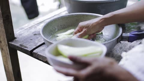 A person making something to eat