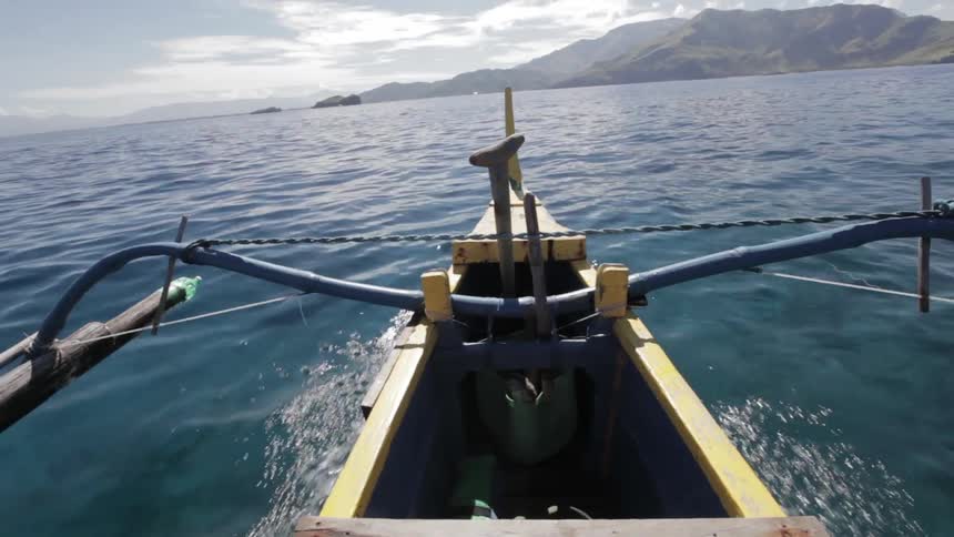 Riding along in a boat
