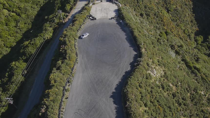 Aerial view of a car diving