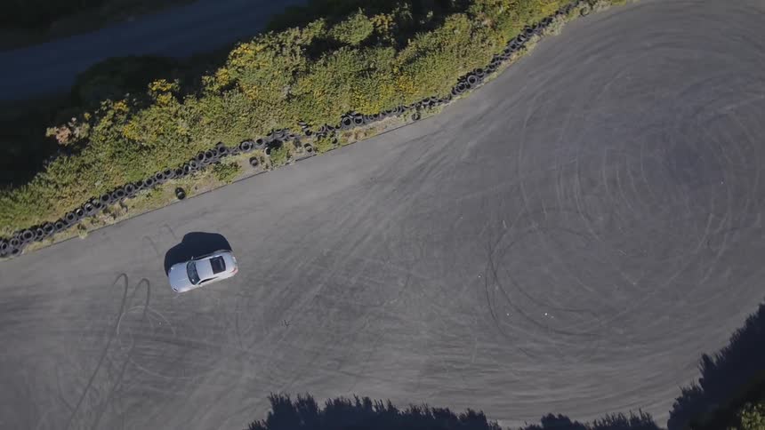 Aerial view of a car diving