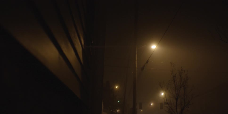 The side of a building at night