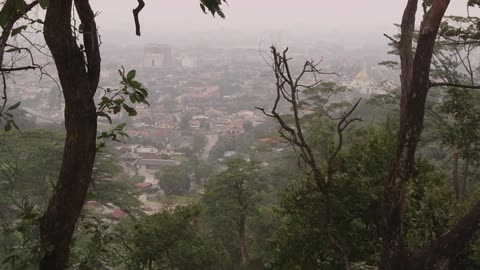 Overlooking a town from up above