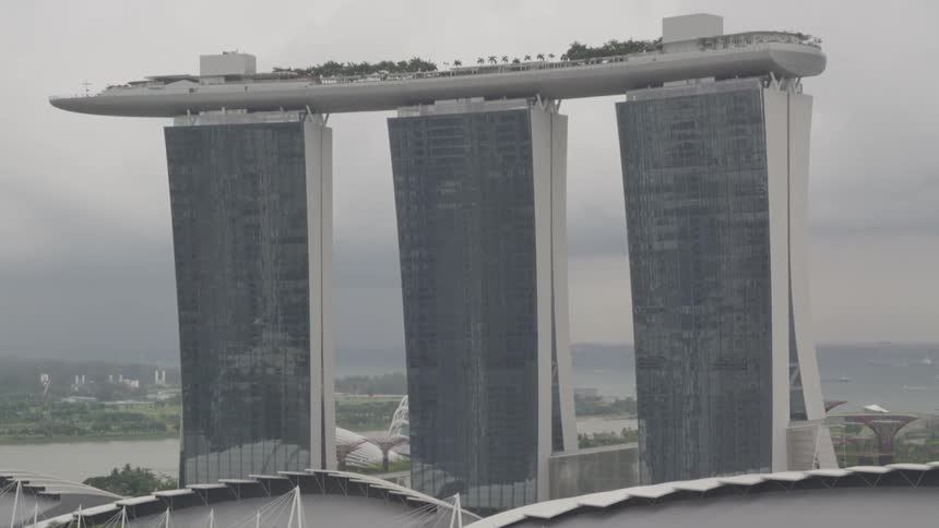 An aerial scenery of marina bay singapore