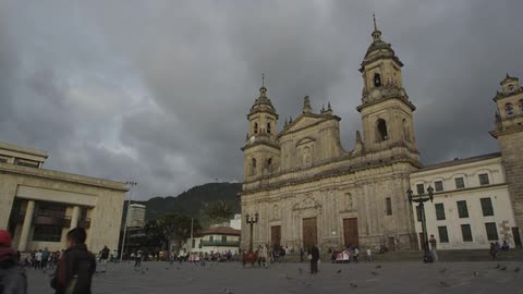 Looking up at a church