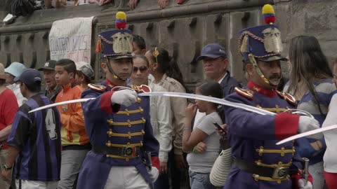 Soldiers are marching in a parade