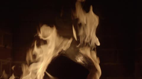 Fire is burning at night