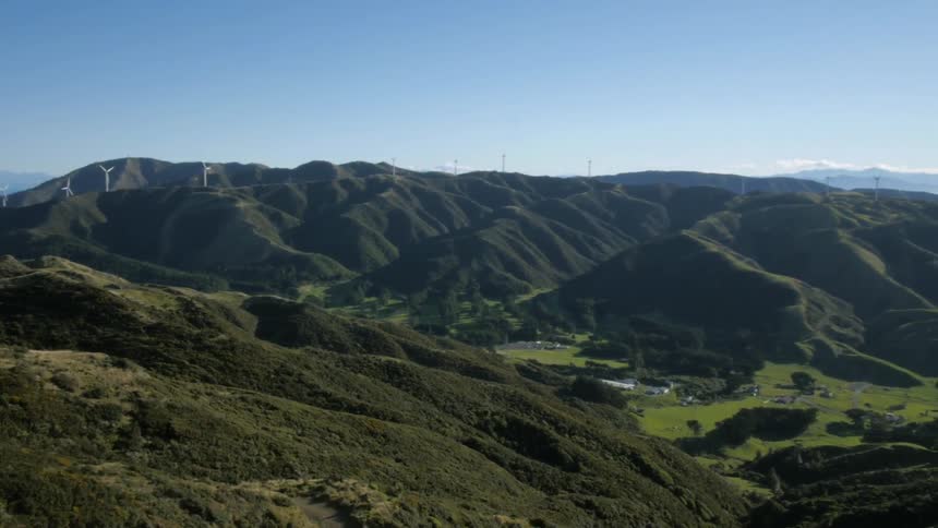 Aerial view of a large mountain range