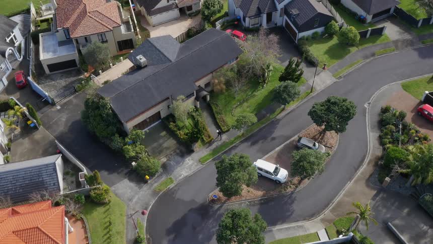 Aerial view of a suburban neighborhood