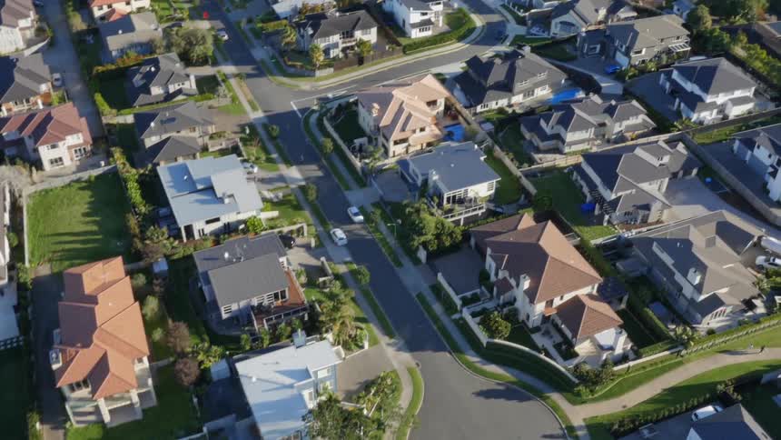 Homes are lined up on the streets of a residential area