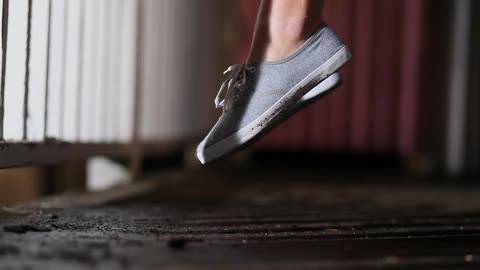 A person is levitating off the ground
