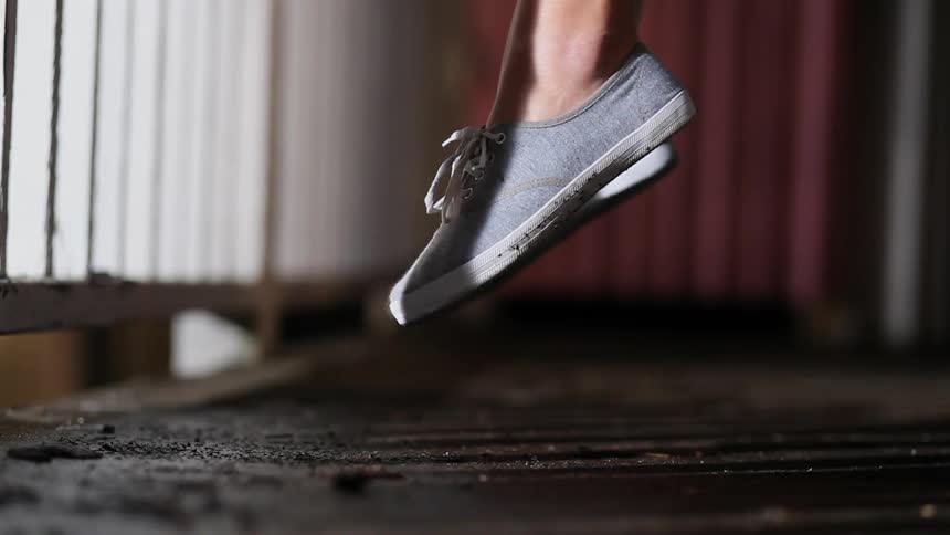 A person is levitating off the ground