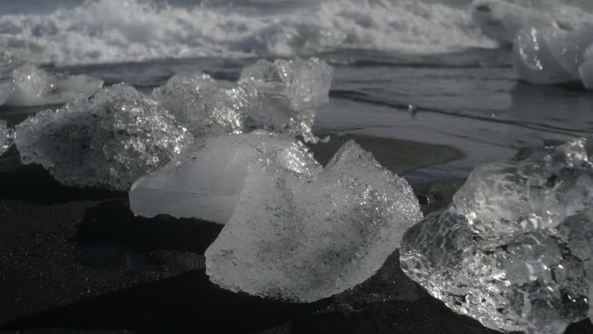 A close up view of ice rock