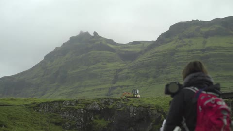 A person hiking in the mountains