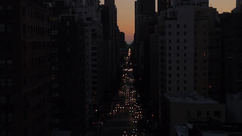 A city at dusk