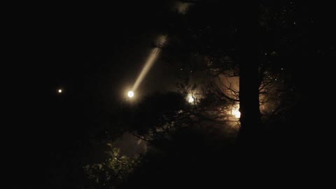 Beams of light illuminate the night