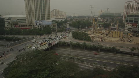 Cars commute in a city