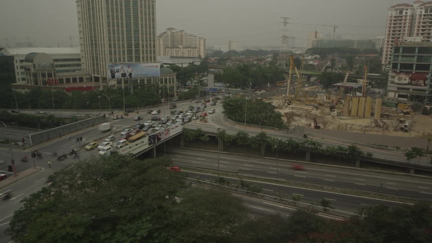 Cars commute in a city