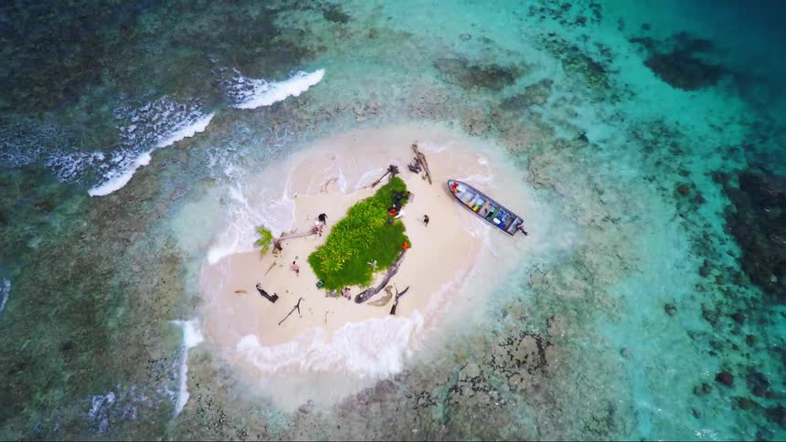 Aerial view of a small island surrounded by water